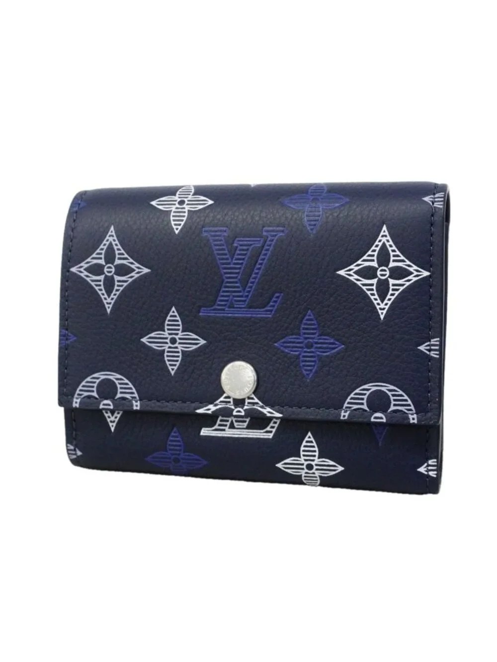 Louis Vuitton Trifold Wallet Monogram Shadow Victor Navy Blue